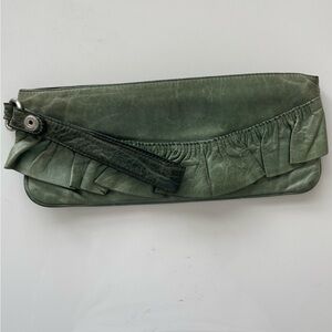 Vintage HOBO Intl Teal Blue Ruffle Wristlet/Clutch